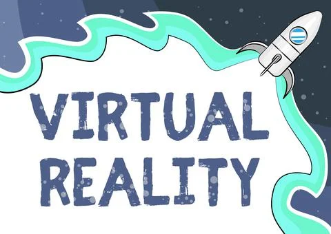 Writing displaying text Virtual Reality. Concept meaning an artificial イラスト素材