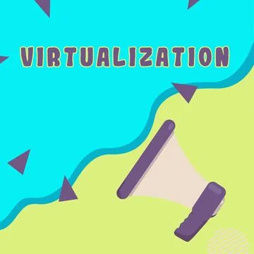 Writing displaying text Virtualization. Business showcase application of virtual Illustrazione stock