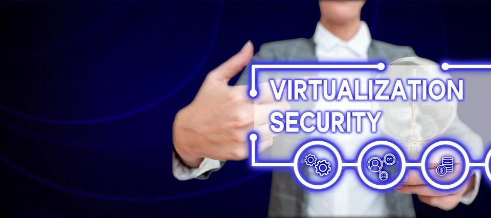 Writing displaying text Virtualization Security. Business overview application Stock Photos