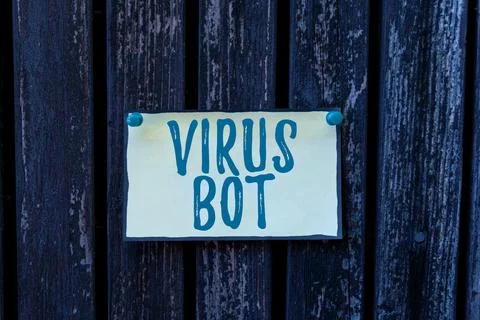 Writing displaying text Virus Bot. Business idea malicious selfpropagating Stockfoto's
