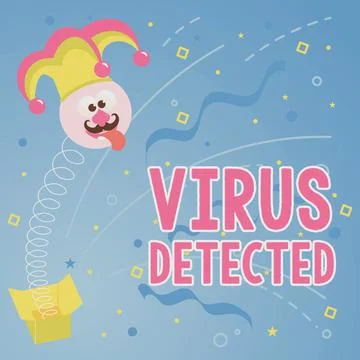 Writing displaying text Virus DetectedA computer program used to prevent and イラスト素材