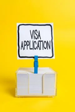 Writing displaying text Visa Application. Word for an process of getting an Stock Photos
