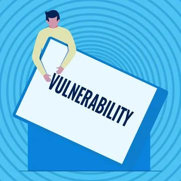 Writing displaying text Vulnerability. Conceptual photo State of being exposed Illustrazione stock