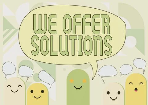Writing displaying text We Offer Solutions. Business idea way to solve problem 스톡 일러스트