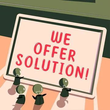 Writing displaying text We Offer Solution. Business idea give means of solving Stock Illustration