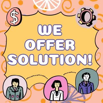 Writing displaying text We Offer Solution. Word Written on give means of solving Stock Illustration