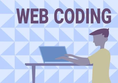 Writing displaying text Web Coding. Business overview work involved in Illustrazione stock