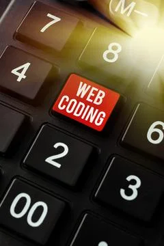 Writing displaying text Web Coding. Business showcase a system of symbols and Foto stock