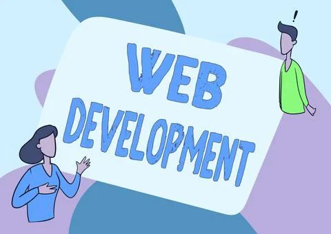 Writing displaying text Web Development. Word for dealing with developing 스톡 일러스트