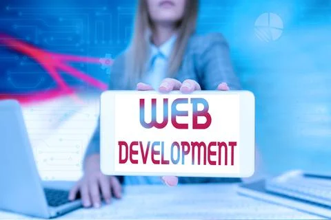 Writing displaying text Web Development. Word for work involved in developing a Stock Photos