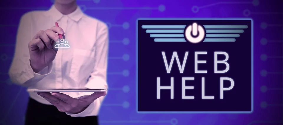 Writing displaying text Web Help. Business concept procedural or reference Foto stock