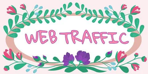 Writing displaying text Web Traffic. Concept meaning Amount of data sent and Stockillustratie
