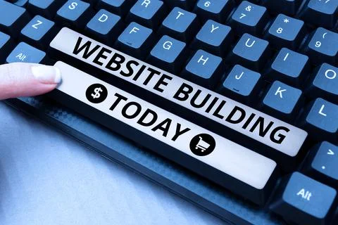 Writing displaying text Website Building. Word for site is constructed according Foto stock