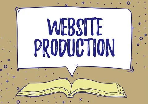 Writing displaying text Website Production. Business showcase process of Illustrazione stock