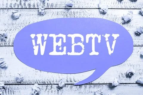 Writing displaying text Webtv. Concept meaning Internet transmission programs Stock Illustration