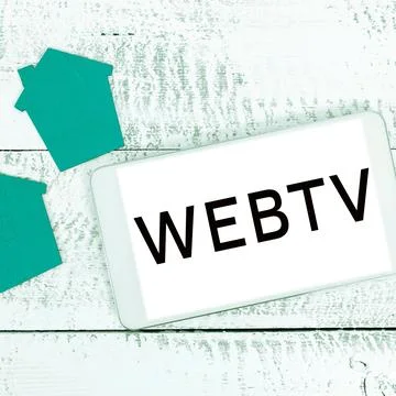 Writing displaying text Webtv. Concept meaning Internet transmission programs Stock Photos