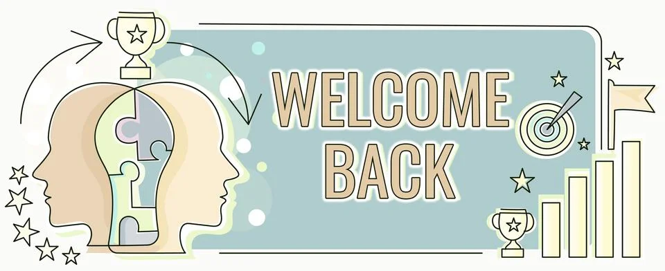 Writing displaying text Welcome Back. Business concept Warm Greetings Arrived Stock Illustration
