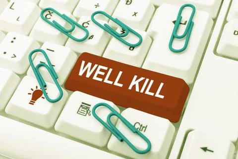 Writing displaying text Well Kill. Concept meaning operation of placing a column Stock Photos