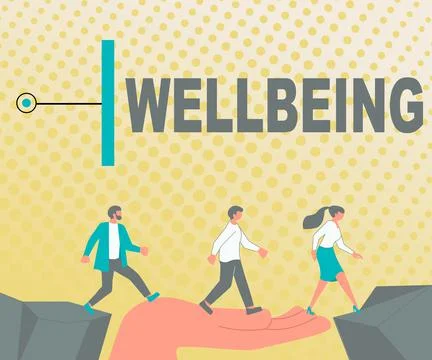 Writing displaying text Wellbeing. Concept meaning A good or satisfactory Stock Illustration