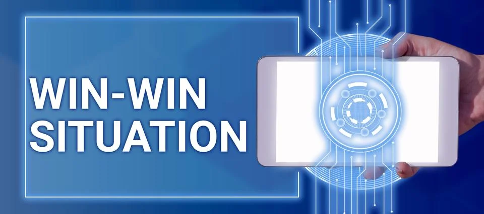 Writing displaying text Win Win Situation. Business showcase situation where all Stock Illustration