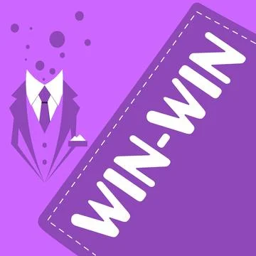 Writing displaying text Win Win. Internet Concept Strategy for both parts obtain Stock Illustration
