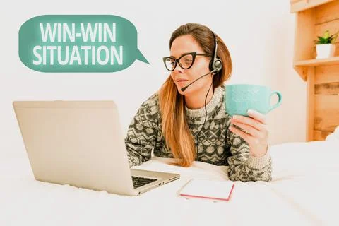 Writing displaying text Win Win Situation. Concept meaning situation where all Stock Photos