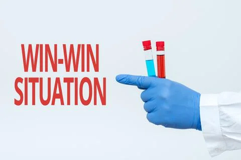 Writing displaying text Win Win Situation. Business concept situation where all 스톡 사진