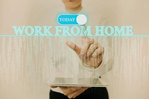 Writing displaying text Work From Home. Business overview communicating with the Foto stock