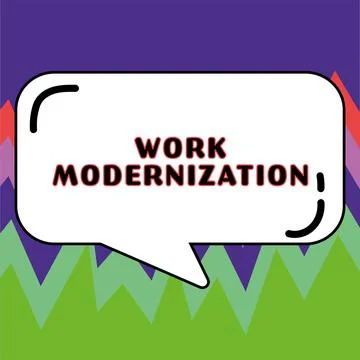Writing displaying text Work Modernization. Concept meaning changing product Illustrazione stock