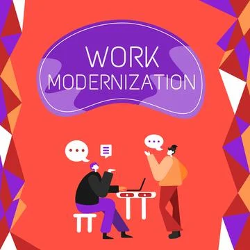 Writing displaying text Work Modernization. Conceptual photo changing product Illustrazione stock