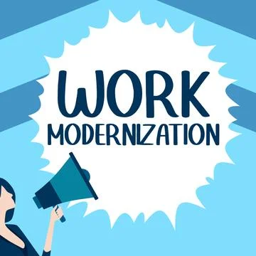 Writing displaying text Work Modernization. Concept meaning changing product 스톡 일러스트