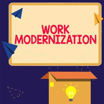 Writing displaying text Work Modernization. Business overview changing product Illustrazione stock