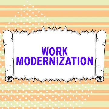Writing displaying text Work Modernization. Internet Concept changing product Illustrazione stock