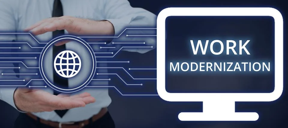 Writing displaying text Work Modernization. Business overview changing product Stockfoto's