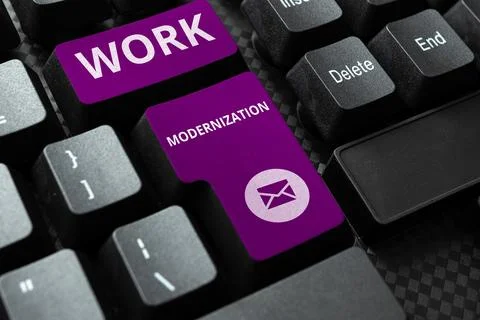 Writing displaying text Work Modernization. Business concept changing product Foto stock