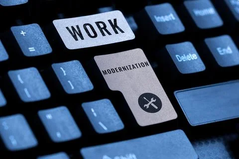 Writing displaying text Work Modernization. Word Written on changing product Stock Photos