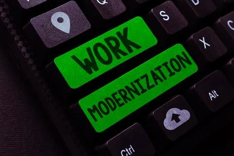 Writing displaying text Work Modernization. Business idea changing product 库存照片