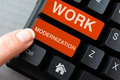 Writing displaying text Work Modernization. Business concept changing product 写真素材