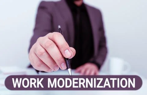 Writing displaying text Work Modernization. Concept meaning changing product 库存照片