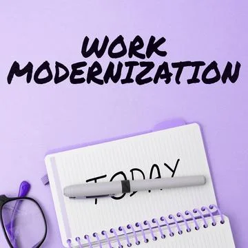 Writing displaying text Work Modernization. Business showcase changing product 写真素材