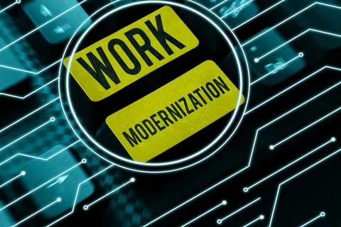 Writing displaying text Work Modernization. Word Written on changing product Stock Photos