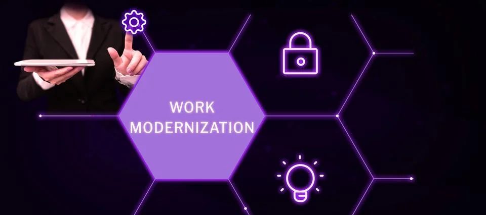 Writing displaying text Work Modernization. Concept meaning changing product Foto stock