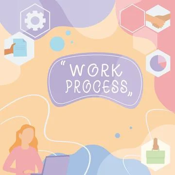 Writing displaying text Work Process. Business idea Standard procedures how to Stock Illustration