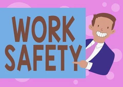 Writing displaying text Work Safety. Concept meaning policies and procedures in Stock Illustration