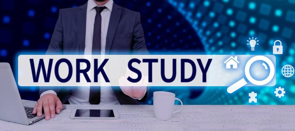 Writing displaying text Work Study. Business showcase college program that 스톡 사진