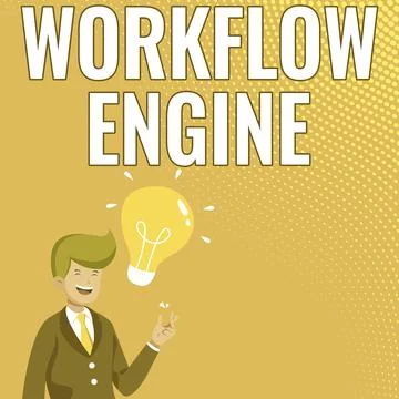 Writing displaying text Workflow Engine. Word Written on software application Stockillustratie