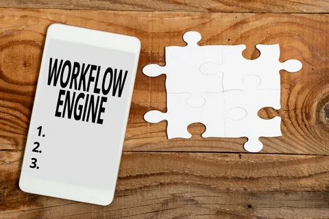 Writing displaying text Workflow Engine. Concept meaning software application Foto stock
