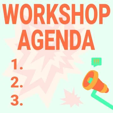 Writing displaying text Workshop Agenda. Business approach helps you to ensure Stock Illustration