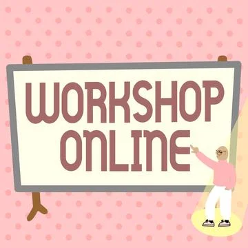 Writing displaying text Workshop Online. Concept meaning group of showing engage Stock Illustration