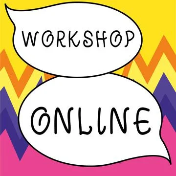 Writing displaying text Workshop Online. Concept meaning room or building in Stock-Illustration
